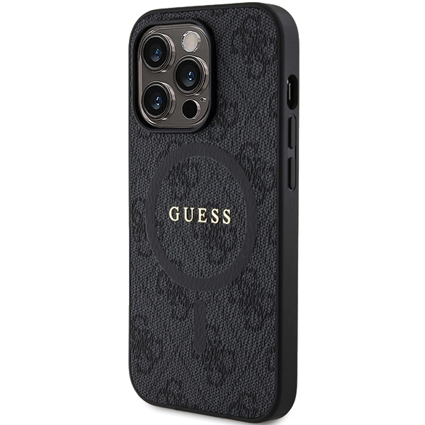 Original Case GUESS Hardcase 4G Collection Leather Metal Logo MagSafe