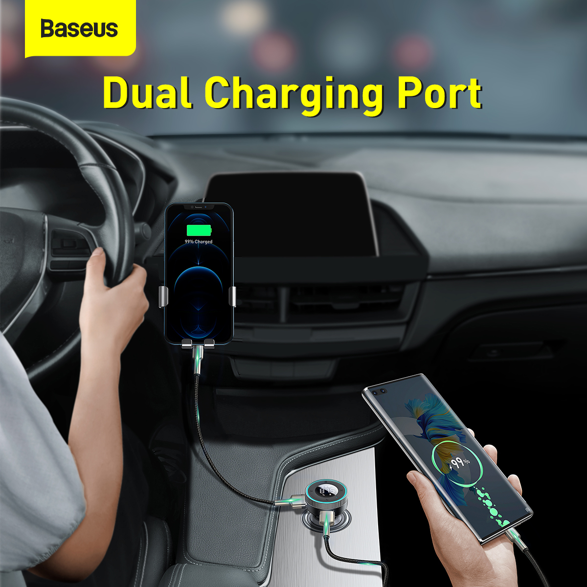 Baseus Transmitter Fm Bluetooth Mp3 2xusb Qc 3 0 3 4a Charger Cclh 01 Black Toptel Akcesoria Gsm