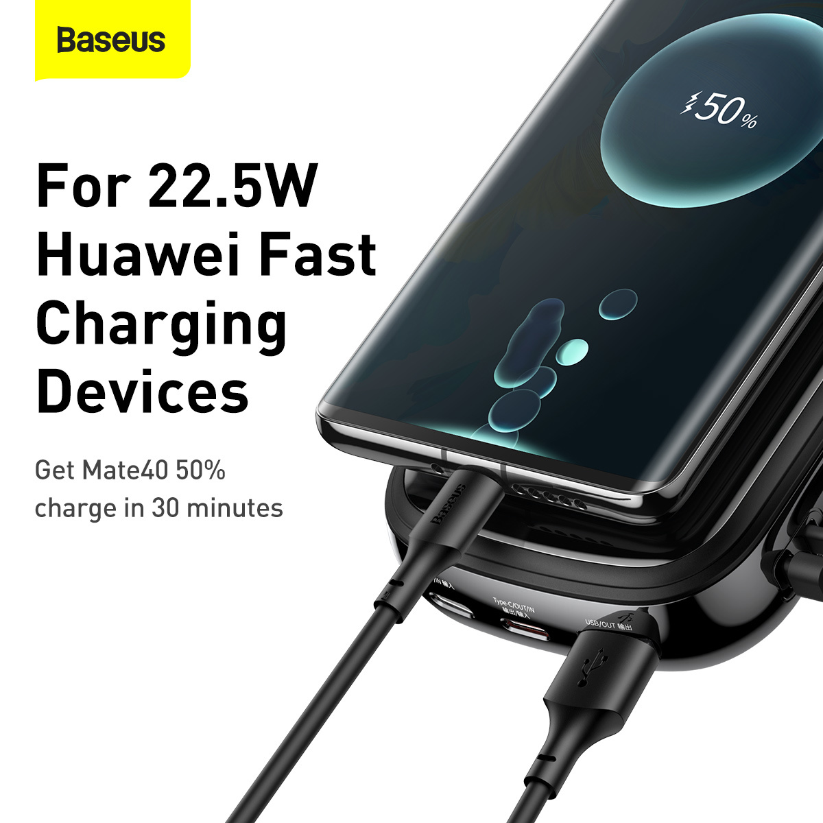 Baseus 20000mAh 22.5W Qpow Digital Display Quick Charging Power Bank Black  with Lightning Cable