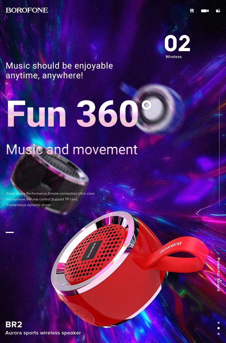 Borofone Głośnik Bezprzewodowy Bluetooth BR2 Aurora czerwony