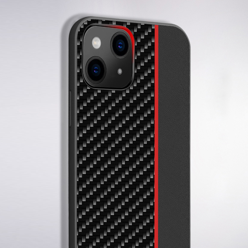 Kryt Carbon Protect pro Apple iPhone 12 Pro Max , barva černá with , barva červená stripe