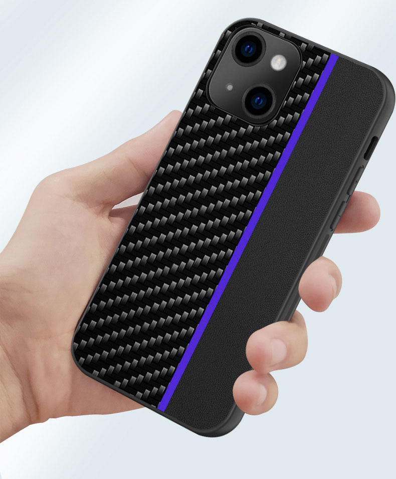 Kryt Carbon Protect pro Apple iPhone 13 , barva černá with , barva modrá stripe