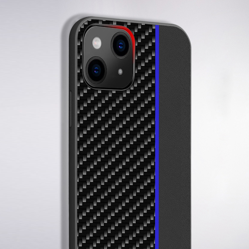 Kryt Carbon Protect pro Apple iPhone 13 , barva černá with , barva modrá stripe