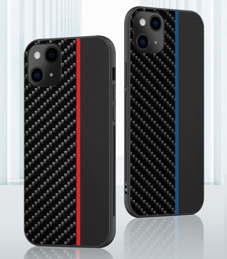 Kryt Carbon Protect pro Apple iPhone 13 , barva černá with , barva modrá stripe