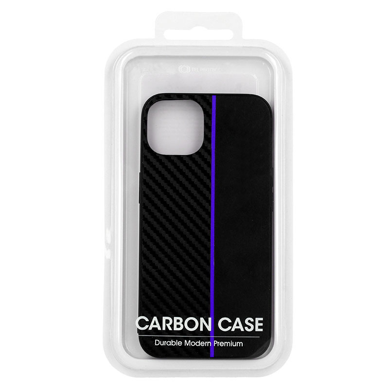 Kryt Carbon Protect pro Apple iPhone 13 , barva černá with , barva modrá stripe