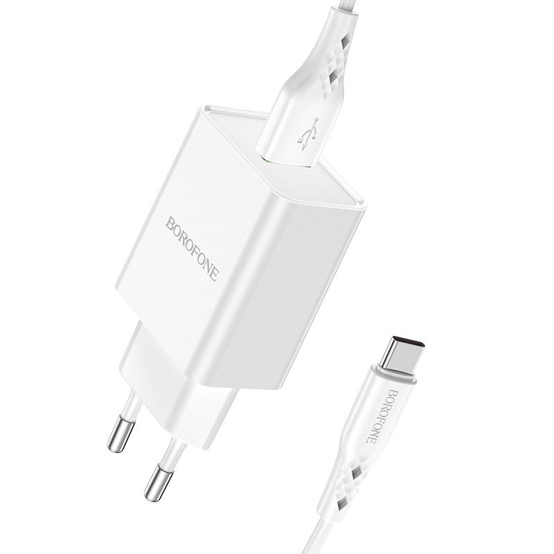 Borofone síťová nabíječka BN5 Sunlight - USB - QC 3.0 18W with USB to USB-C cable , barva bílá