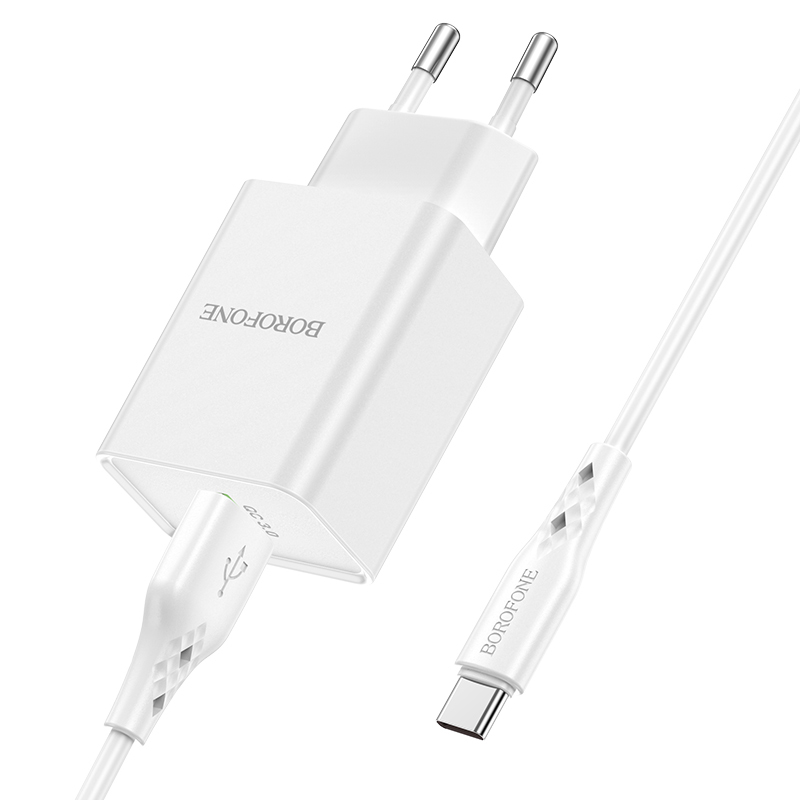 Borofone síťová nabíječka BN5 Sunlight - USB - QC 3.0 18W with USB to USB-C cable , barva bílá