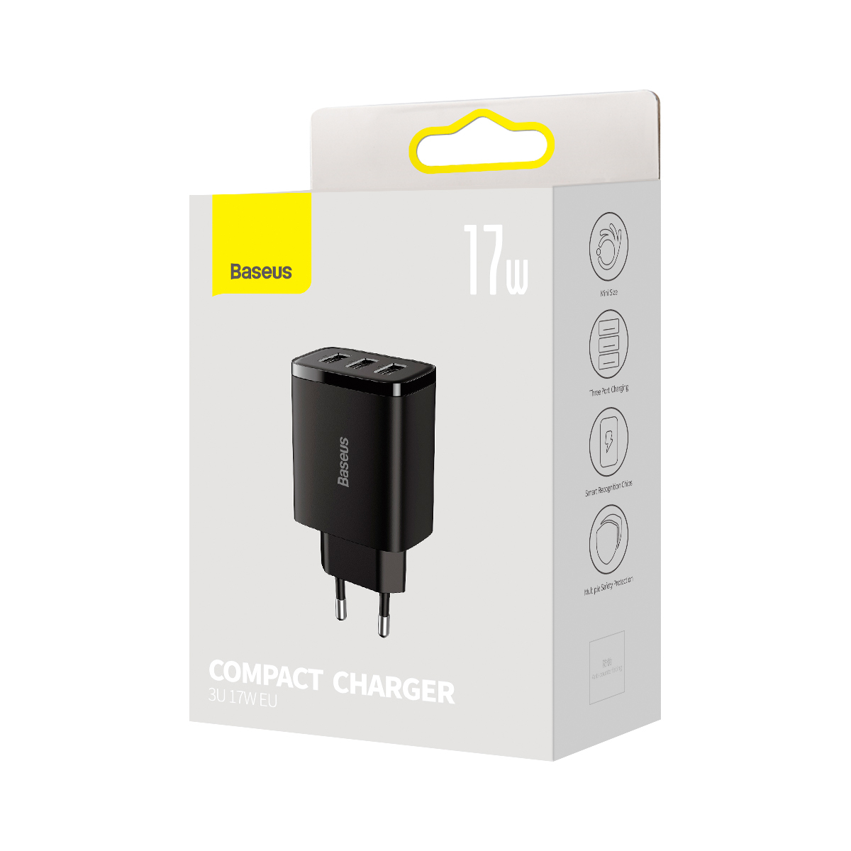 Baseus Ładowarka sieciowa Compact - 3xUSB - 17W (CCXJ020101) czarna