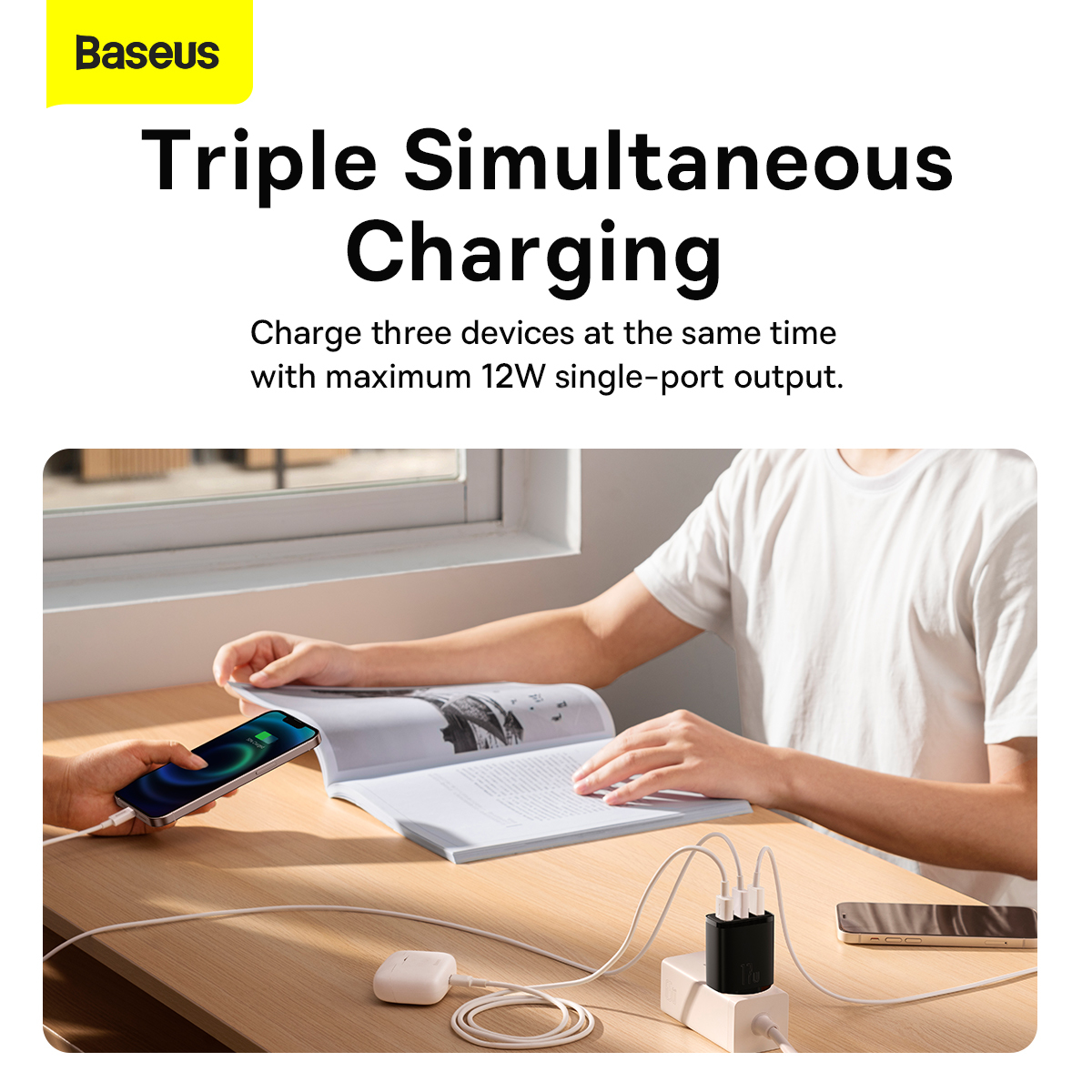 Baseus Ładowarka sieciowa Compact - 3xUSB - 17W (CCXJ020101) czarna