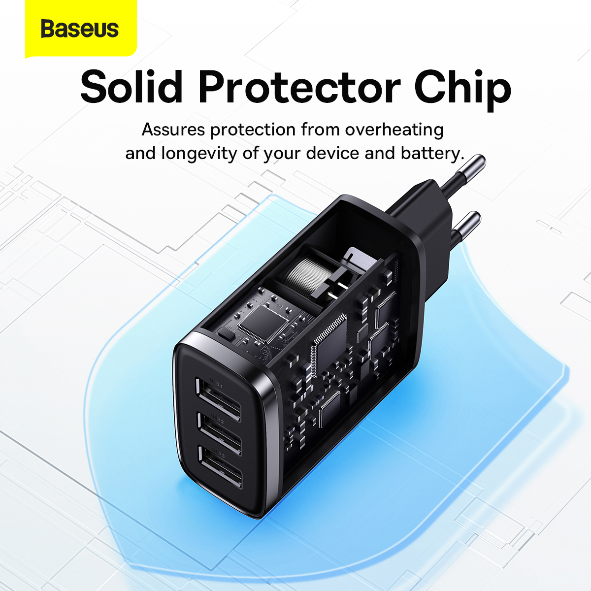 Baseus Ładowarka sieciowa Compact - 3xUSB - 17W (CCXJ020101) czarna