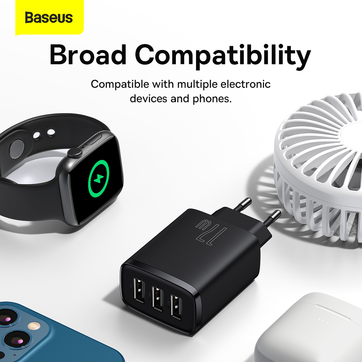 Baseus Ładowarka sieciowa Compact - 3xUSB - 17W (CCXJ020101) czarna