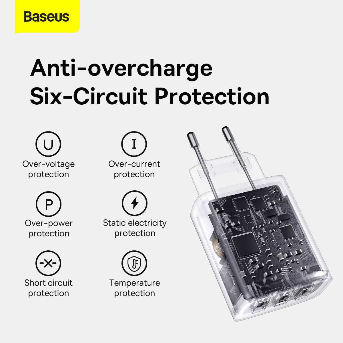 Baseus Ładowarka sieciowa Compact - 3xUSB - 17W (CCXJ020101) czarna