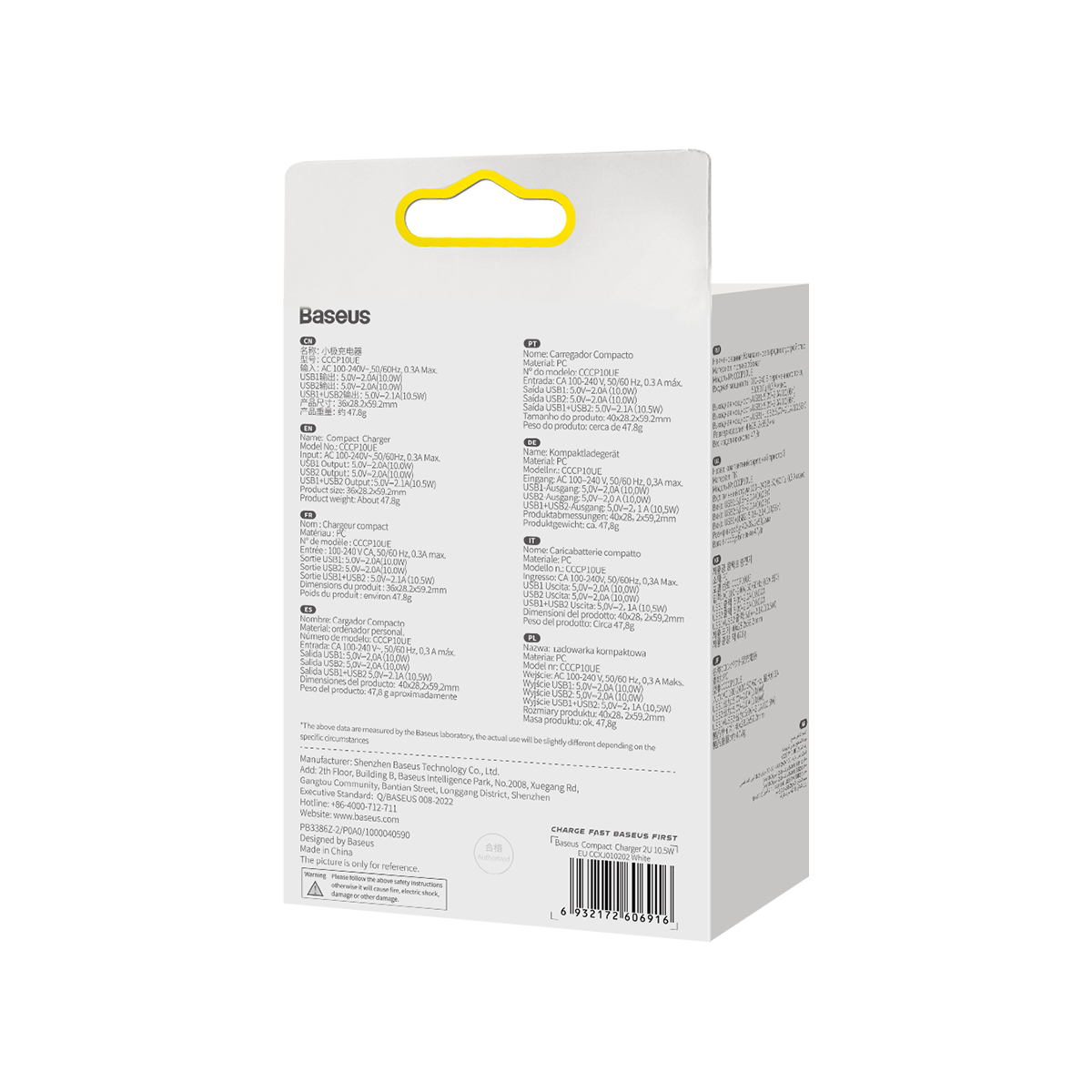 Baseus Ładowarka sieciowa Compact - 2xUSB - 10,5W (CCXJ010202) biała