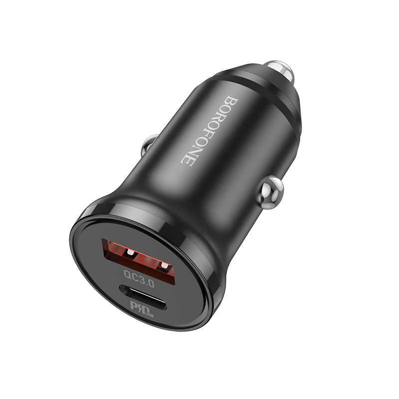 Borofone Car charger BZ18A - USB + Type C - PD 20W QC 3.0 18W black ...