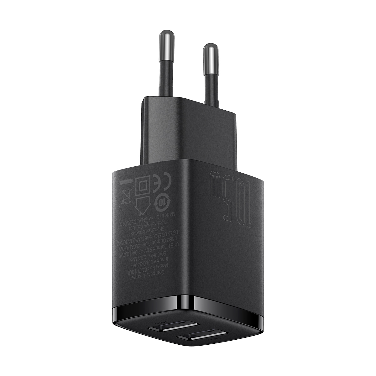 Baseus Ładowarka sieciowa Compact - 2xUSB - 10,5W (CCXJ010201) czarna
