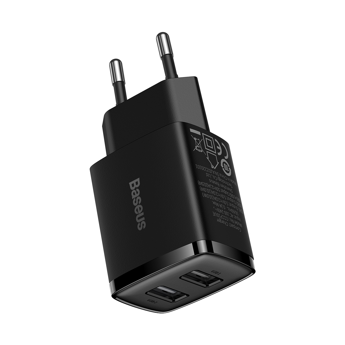 Baseus Ładowarka sieciowa Compact - 2xUSB - 10,5W (CCXJ010201) czarna