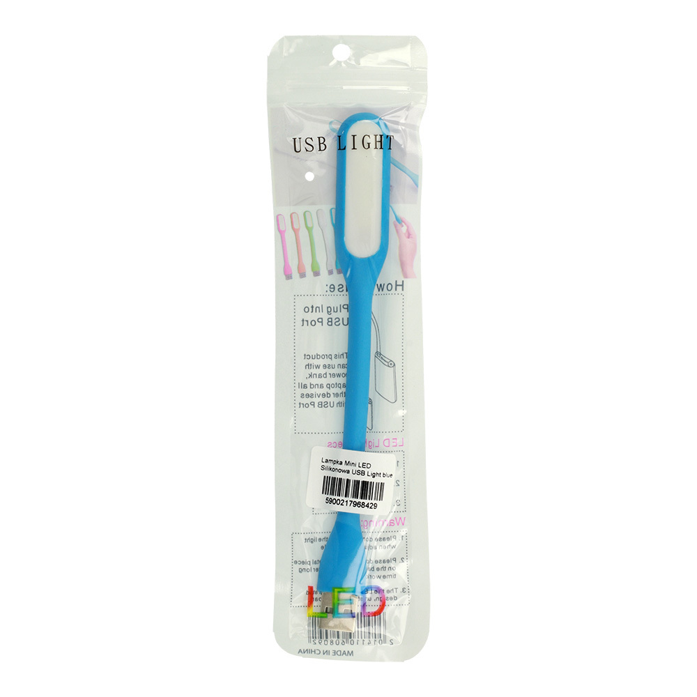 Lampka Mini LED Silikonowa USB Jasnoniebieska