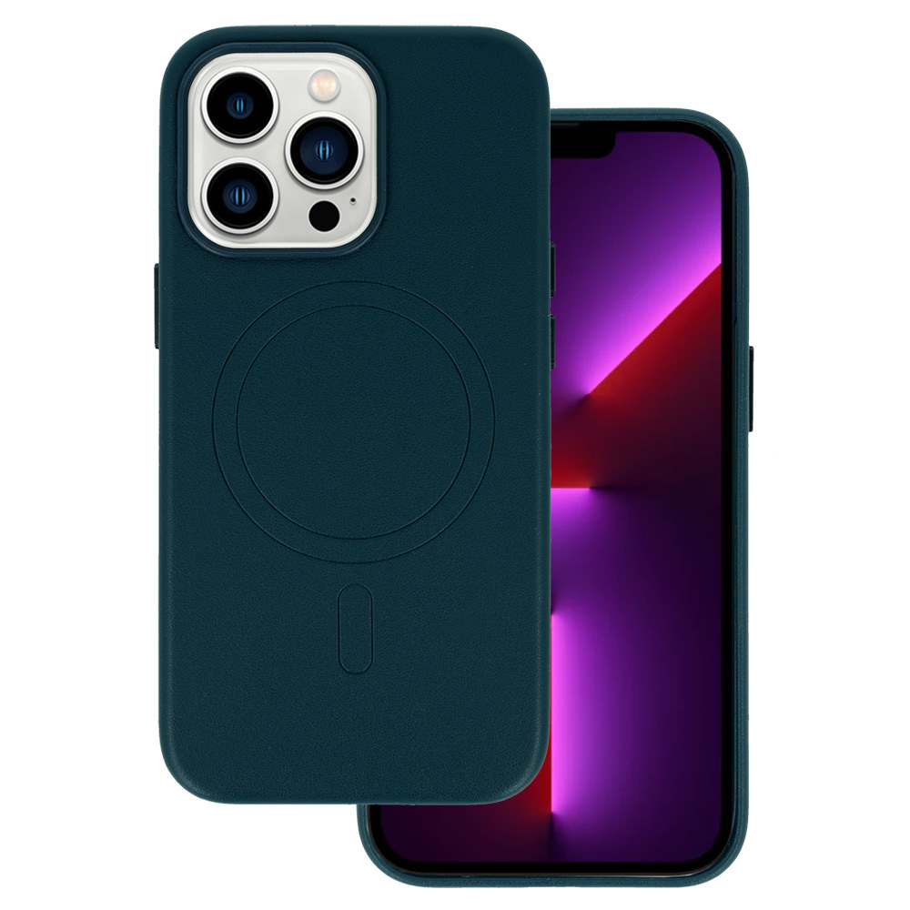 MagSafe Leather Case Iphone 13 Pro Granatowy