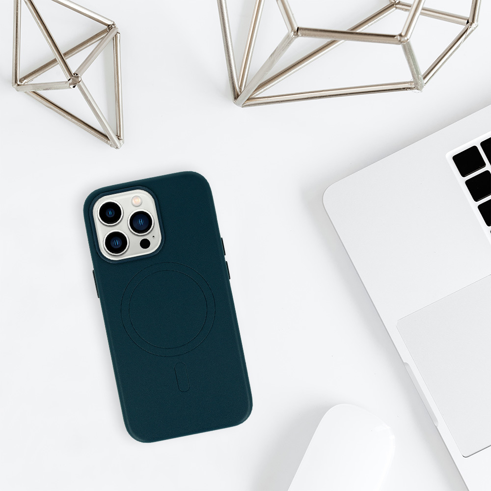 MagSafe Leather Case Iphone 13 Pro Granatowy