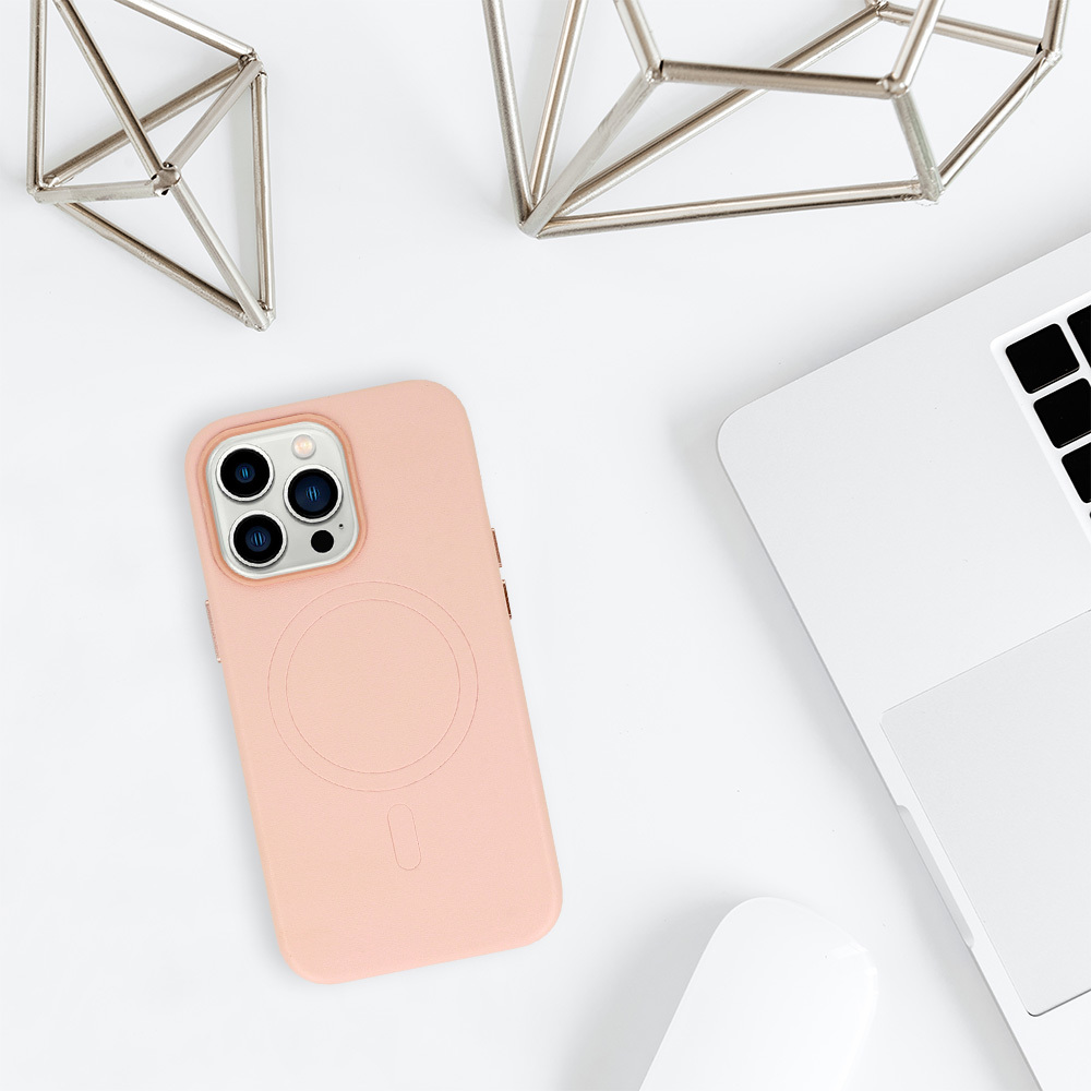 MagSafe Leather Case Iphone 14 Pro Jasnoróżowy