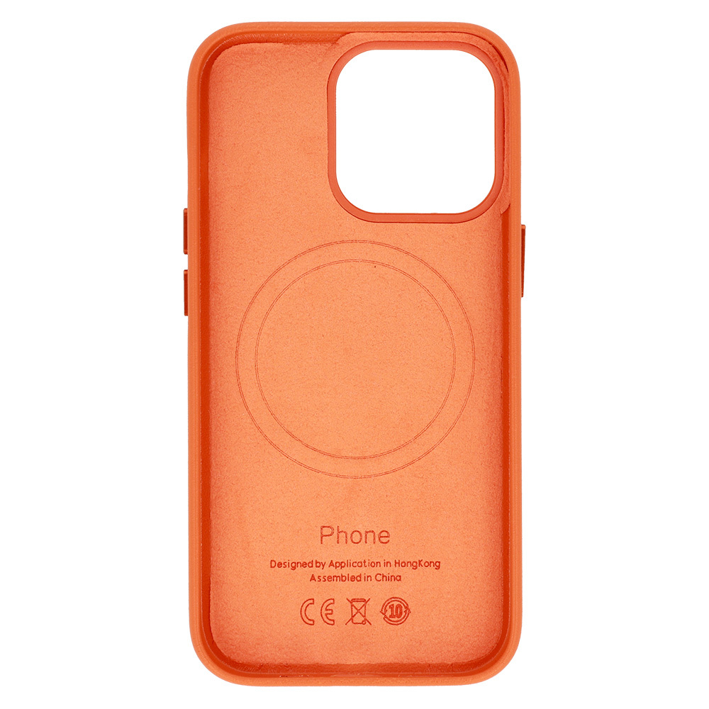MagSafe Leather Case Iphone 14 Pro Max Pomarańczowy
