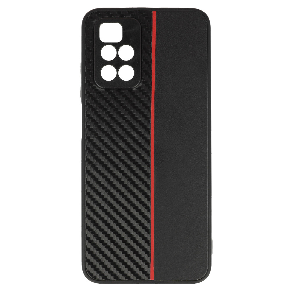 Kryt Carbon Protect pro Xiaomi Redmi 10 , barva černá with , barva červená stripe