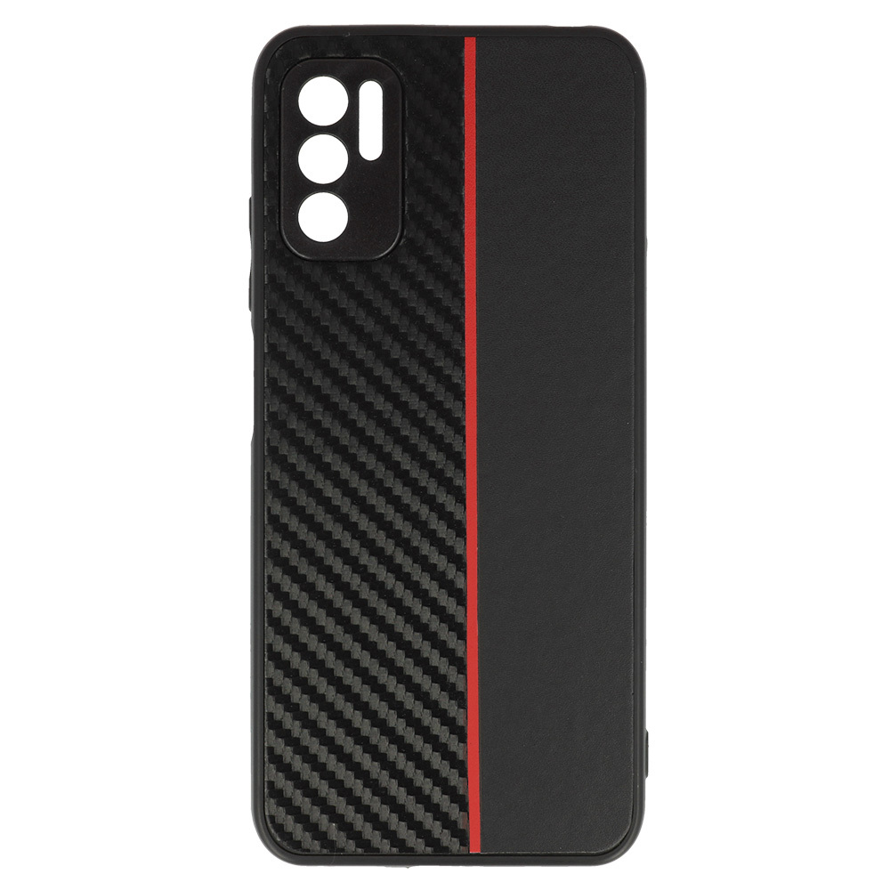 Kryt Carbon Protect pro Xiaomi Redmi Note 10 5G , barva černá with , barva červená stripe