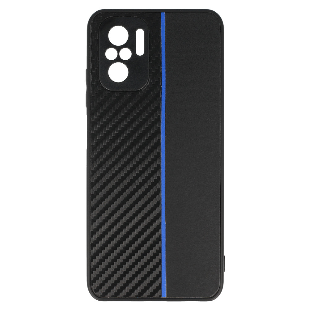 Kryt Carbon Protect pro Xiaomi Redmi Note 10/Note 10S/Poco M5S , barva černá with , barva modrá stripe