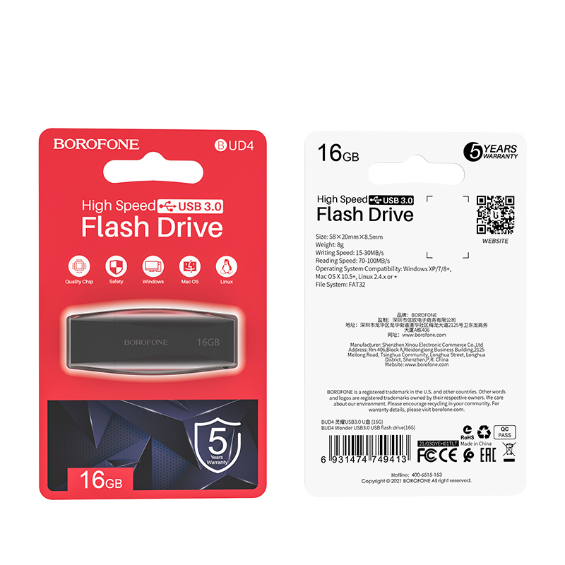 Borofone Pendrive BUD4 Wonder USB 3.0  16GB