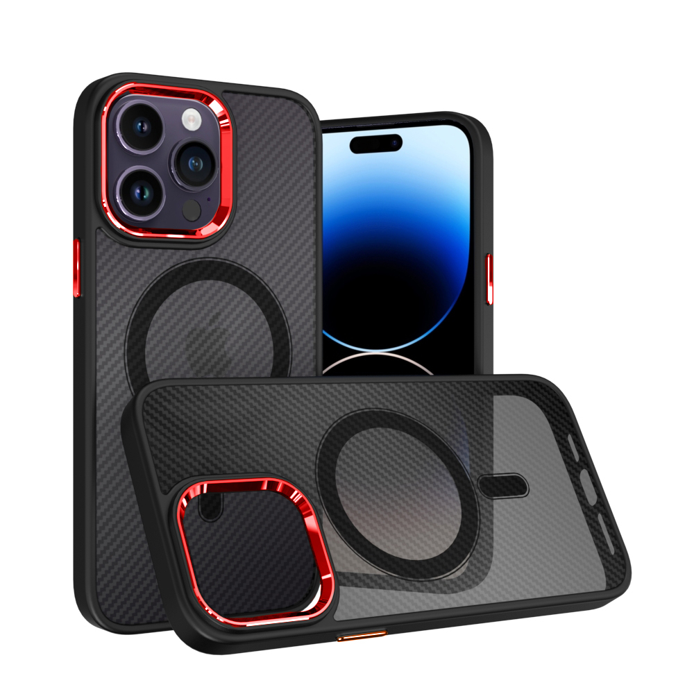 Tel Protect Magnetic Carbon Case do Iphone 15 Plus Czarno-czerwony