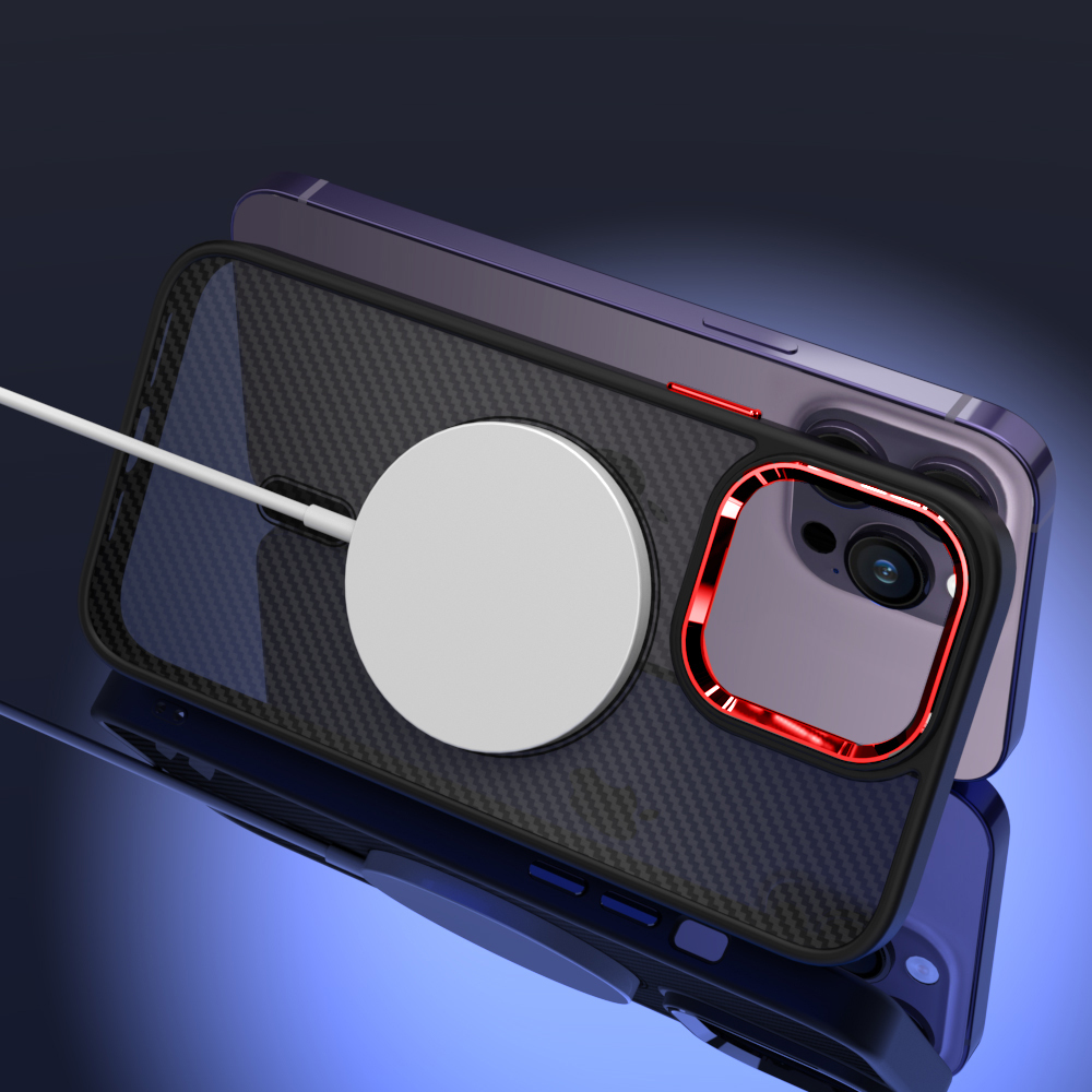 Tel Protect Magnetic Carbon Case do Iphone 15 Plus Czarno-czerwony