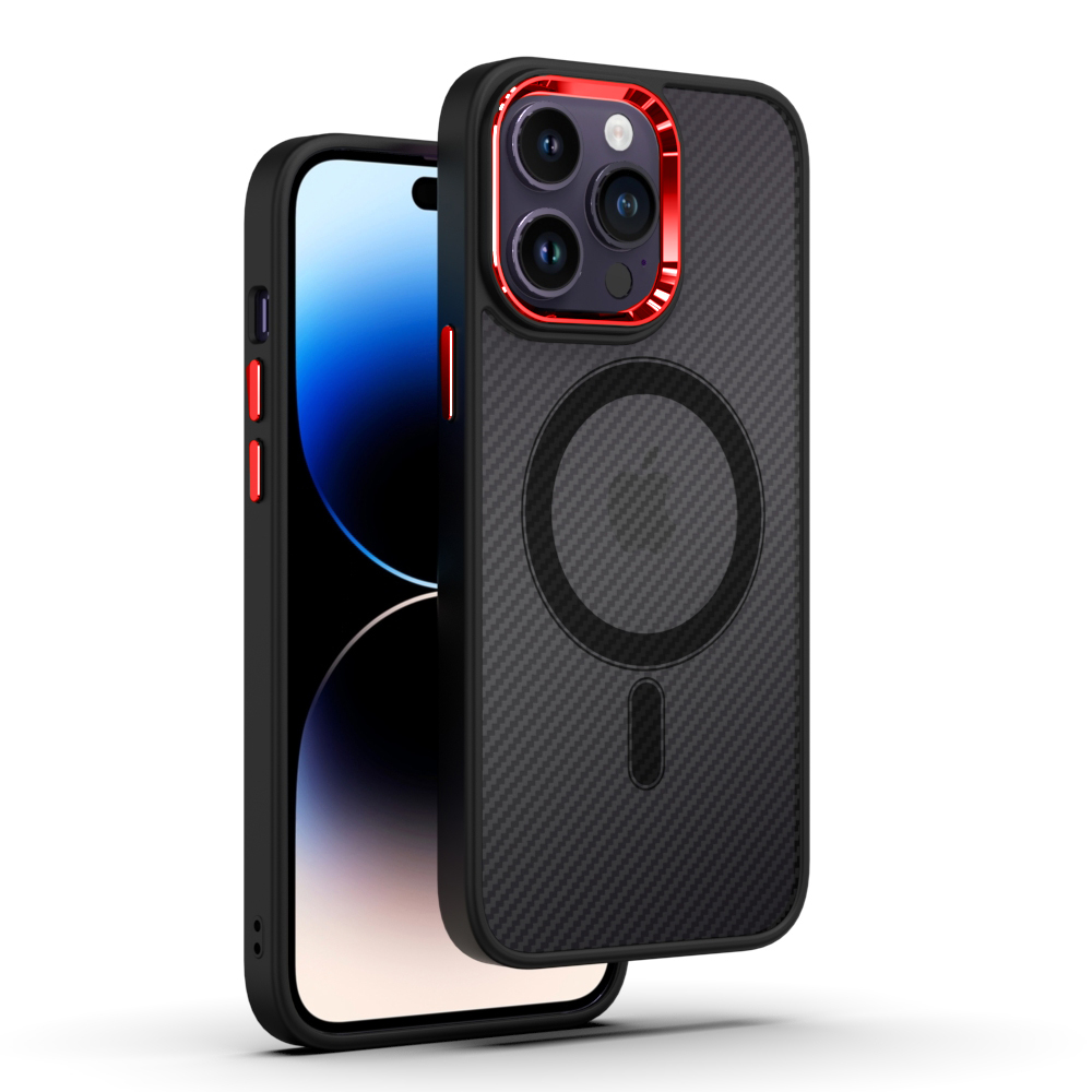 Tel Protect Magnetic Carbon Case do Iphone 15 Plus Czarno-czerwony