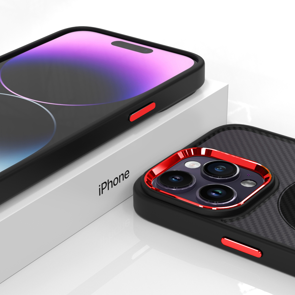 Tel Protect Magnetic Carbon Case do Iphone 15 Plus Czarno-czerwony