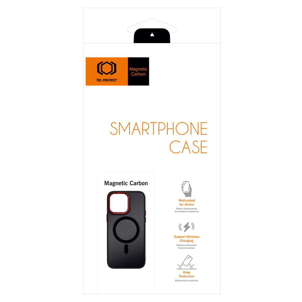 Tel Protect Magnetic Carbon Case do Iphone 15 Plus Czarno-czerwony