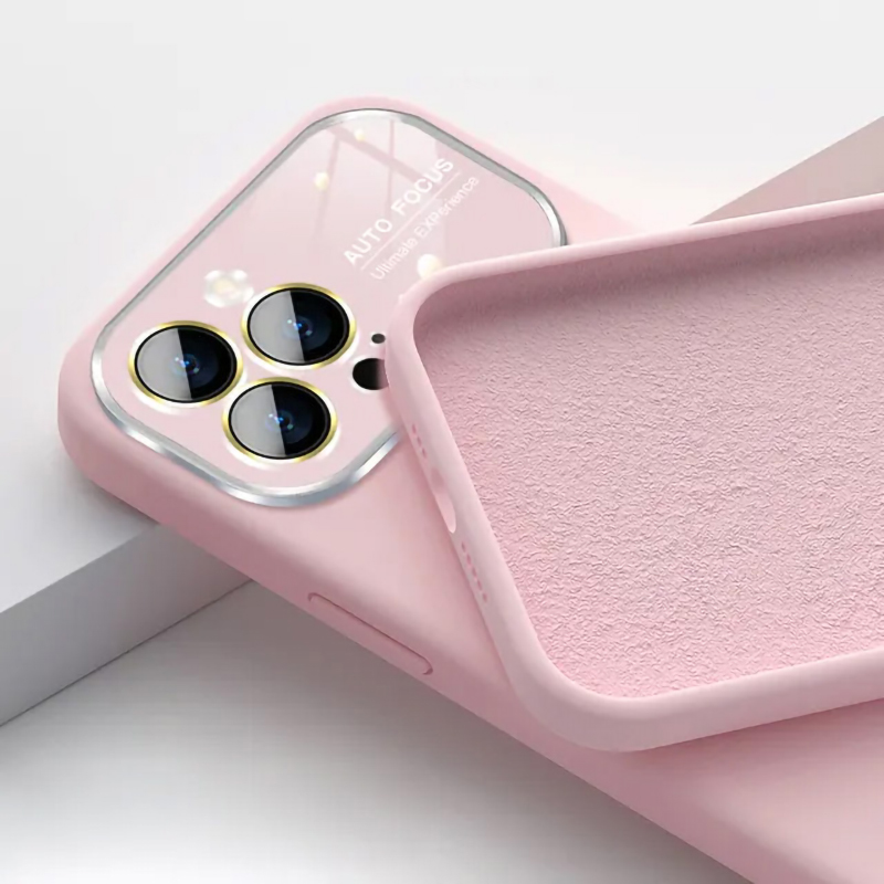 Soft Silicone Lens Case do Iphone 14 jasnoróżowy