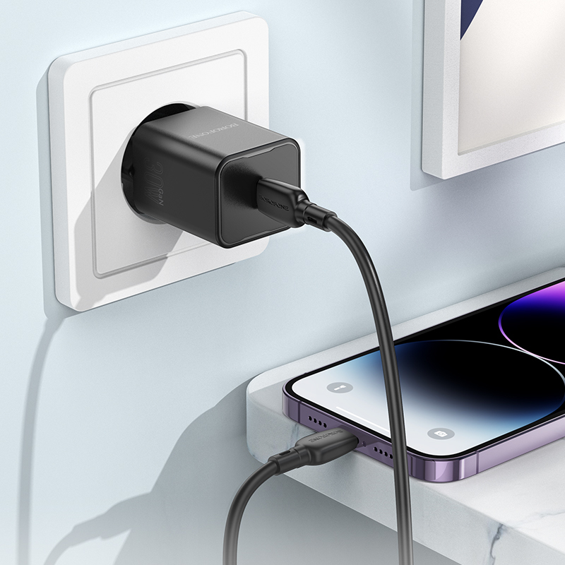 Borofone síťová nabíječka BN13 Safety GaN - USB-C - PD 30W , barva černá