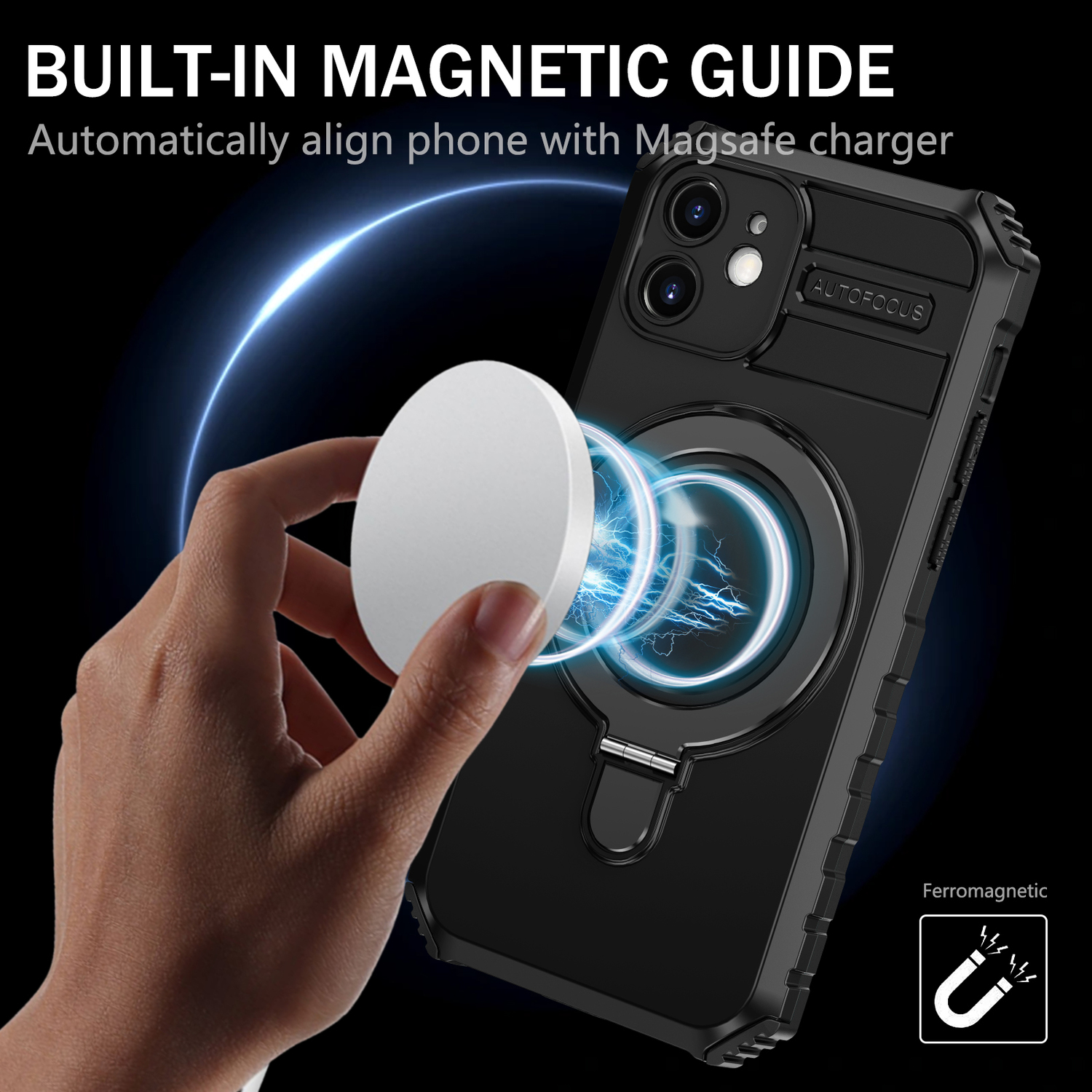 Tel Protect Armor Magsafe Metal Ring Case do Iphone 12 czarny