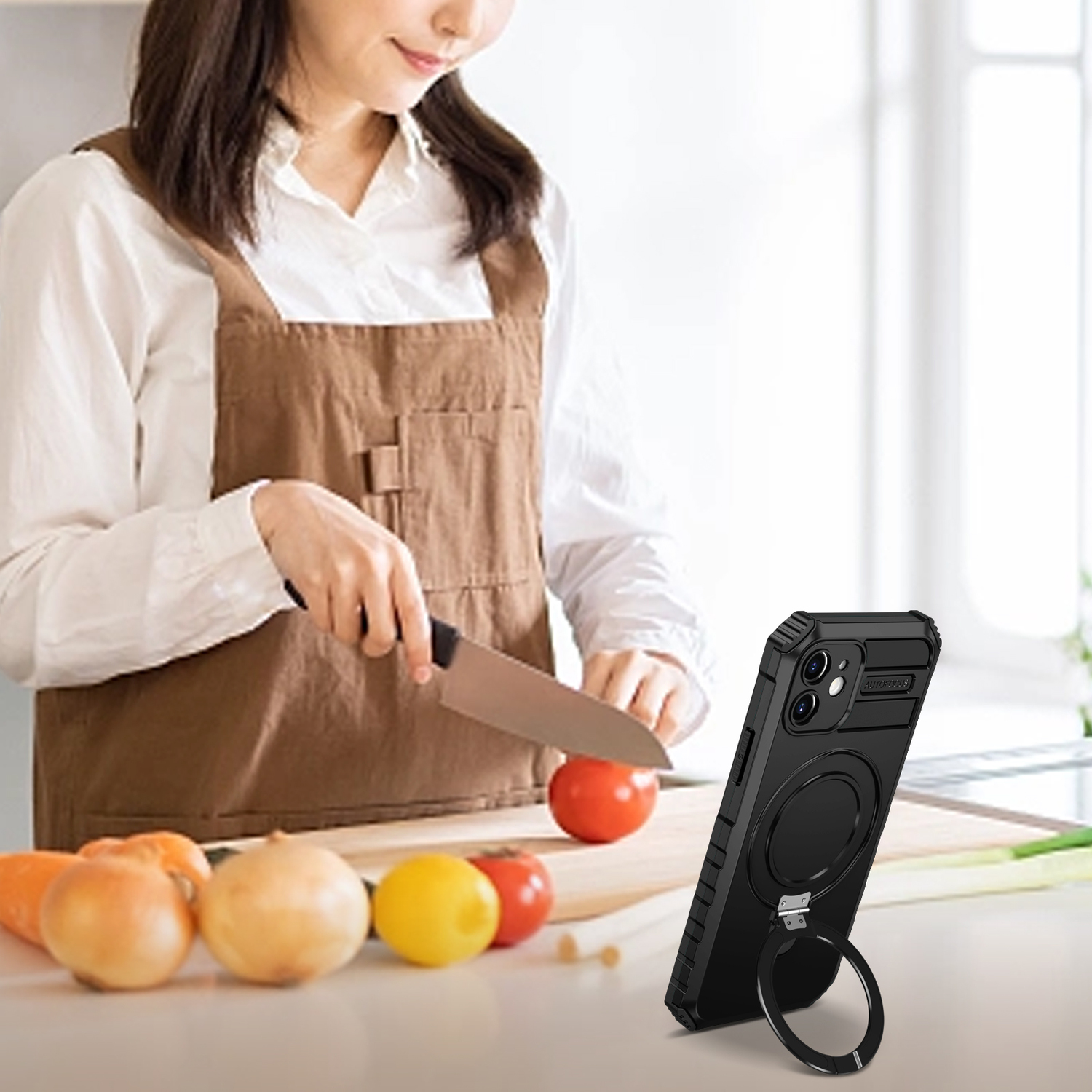 Tel Protect Armor Magsafe Metal Ring Case do Iphone 12 czarny