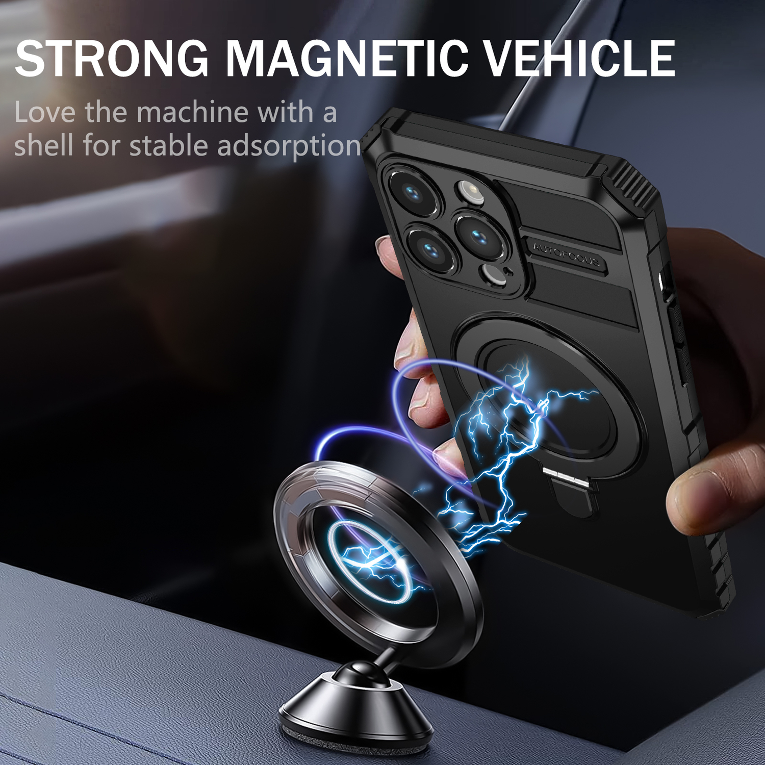 Tel Protect Armor Magsafe Metal Ring Case do Iphone 14 Pro Max czarny