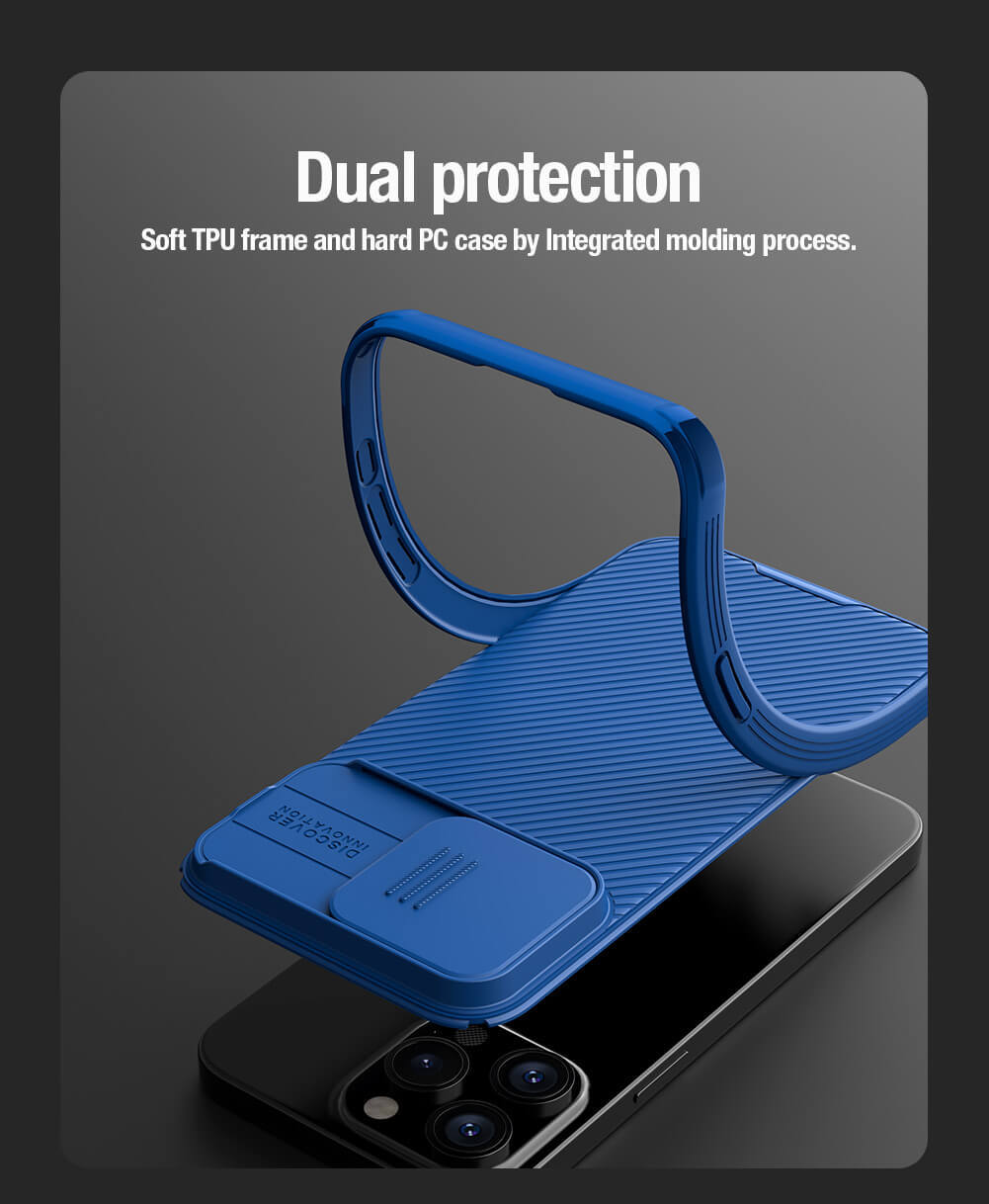 Etui Nillkin CamShield Pro PC+TPU do Iphone 15 Pro Max niebieski