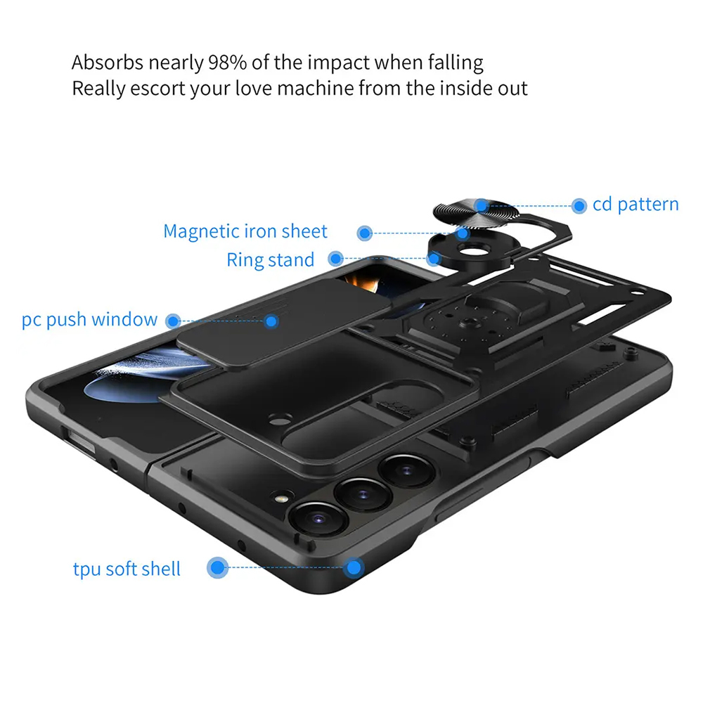 Slide Camera Armor Case do Samsung Galaxy Z Fold 5 Czarny