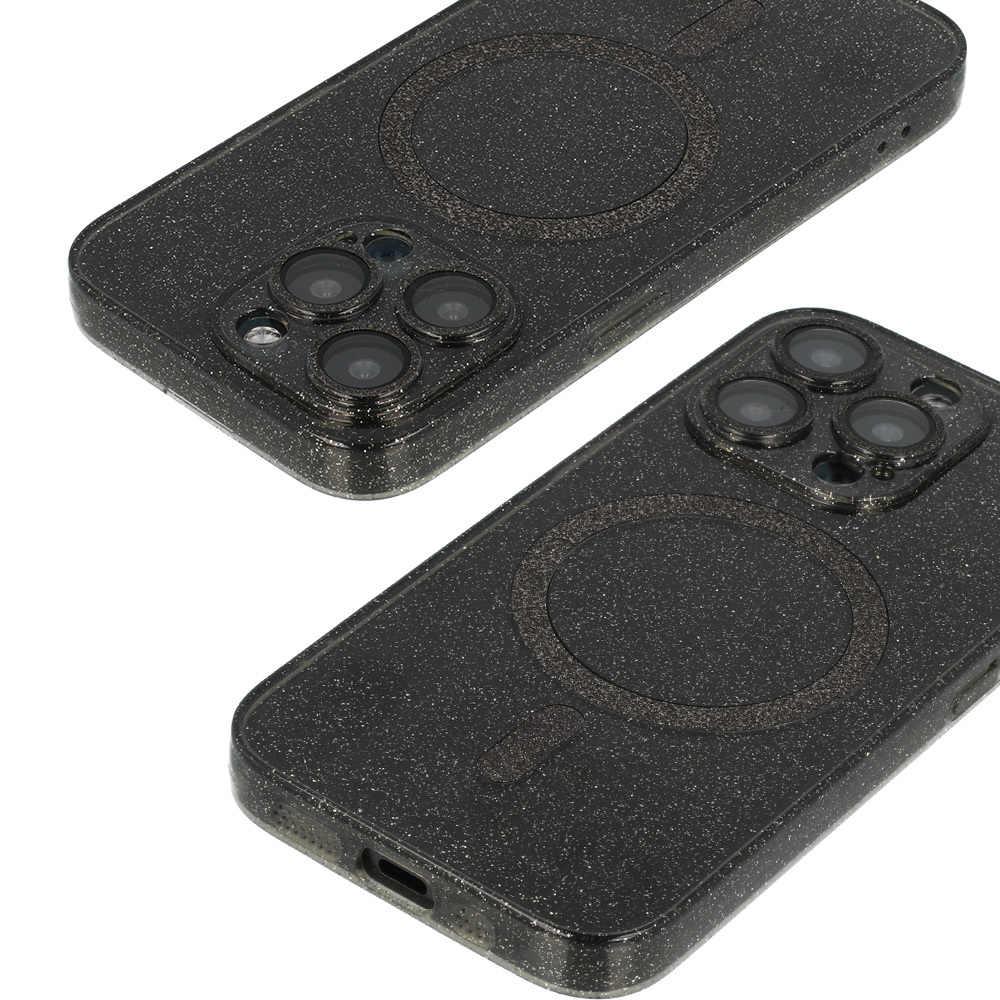 Glitter Magsafe Case do Iphone 15 Pro czarny clear