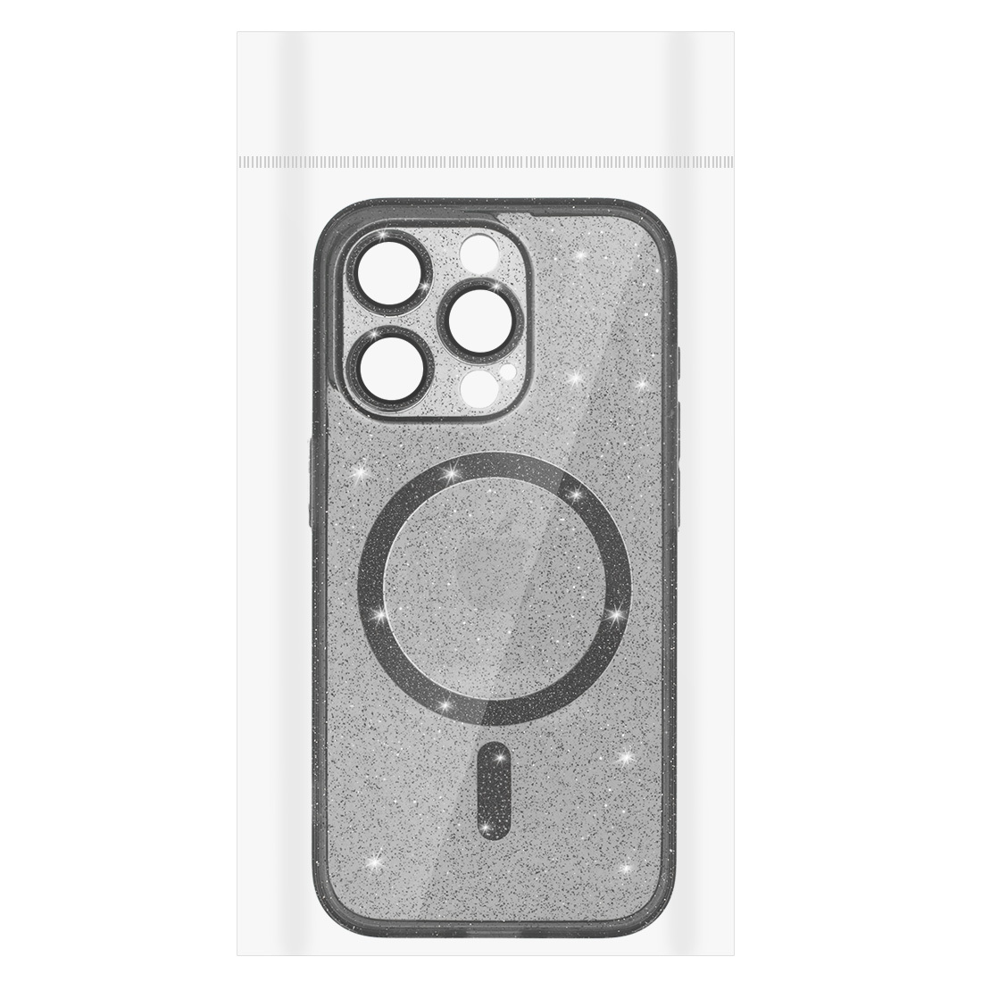 Glitter Magsafe Case do Iphone 15 Pro czarny clear