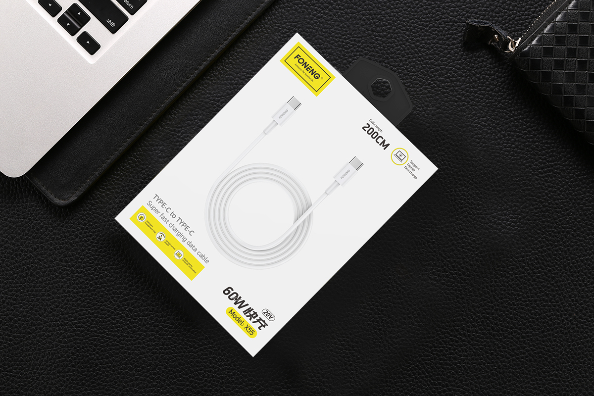 Foneng Kabel X55 - Typ C na Typ C - PD 60W 2 metry biały
