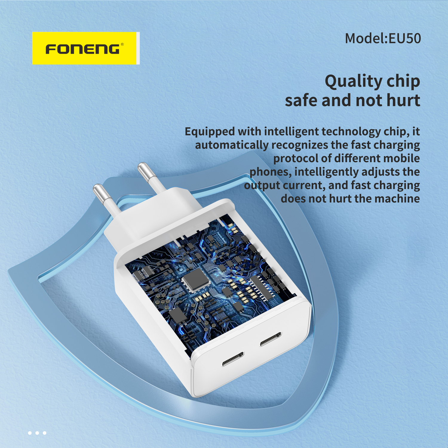 Foneng Ładowarka sieciowa EU50 - 2xTyp C - PD 35W 3A biała
