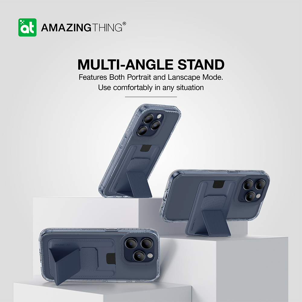 Amazing Thing Titan Pro Mag Wallet Case 10FT IP156.1PTWBU for Apple iPhone 15 Pro , barva modrá with stand