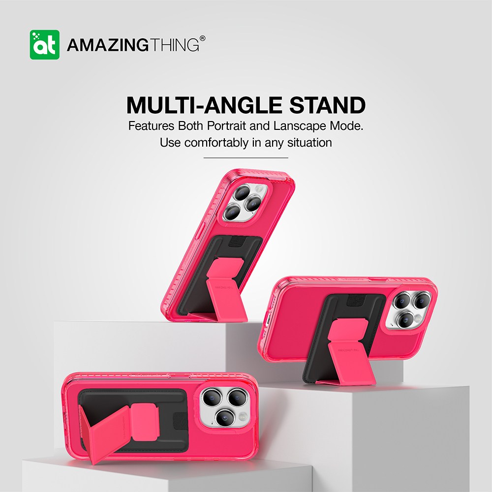 Kryt Amazing Thing Titan Pro Neon Mag Wallet Case pro Apple iPhone 15 Pro Max , barva růžová with stand