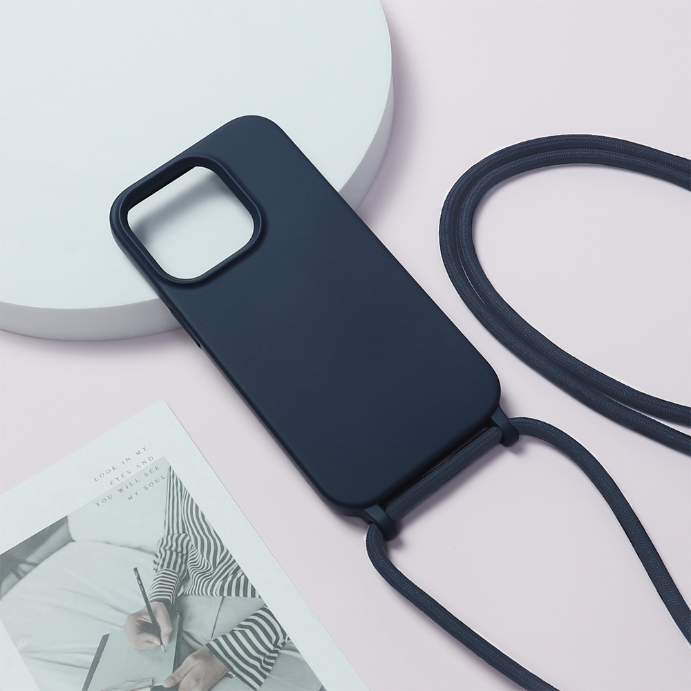 Strap Silicone Case do Iphone 15 Plus wzór 1 granatowy