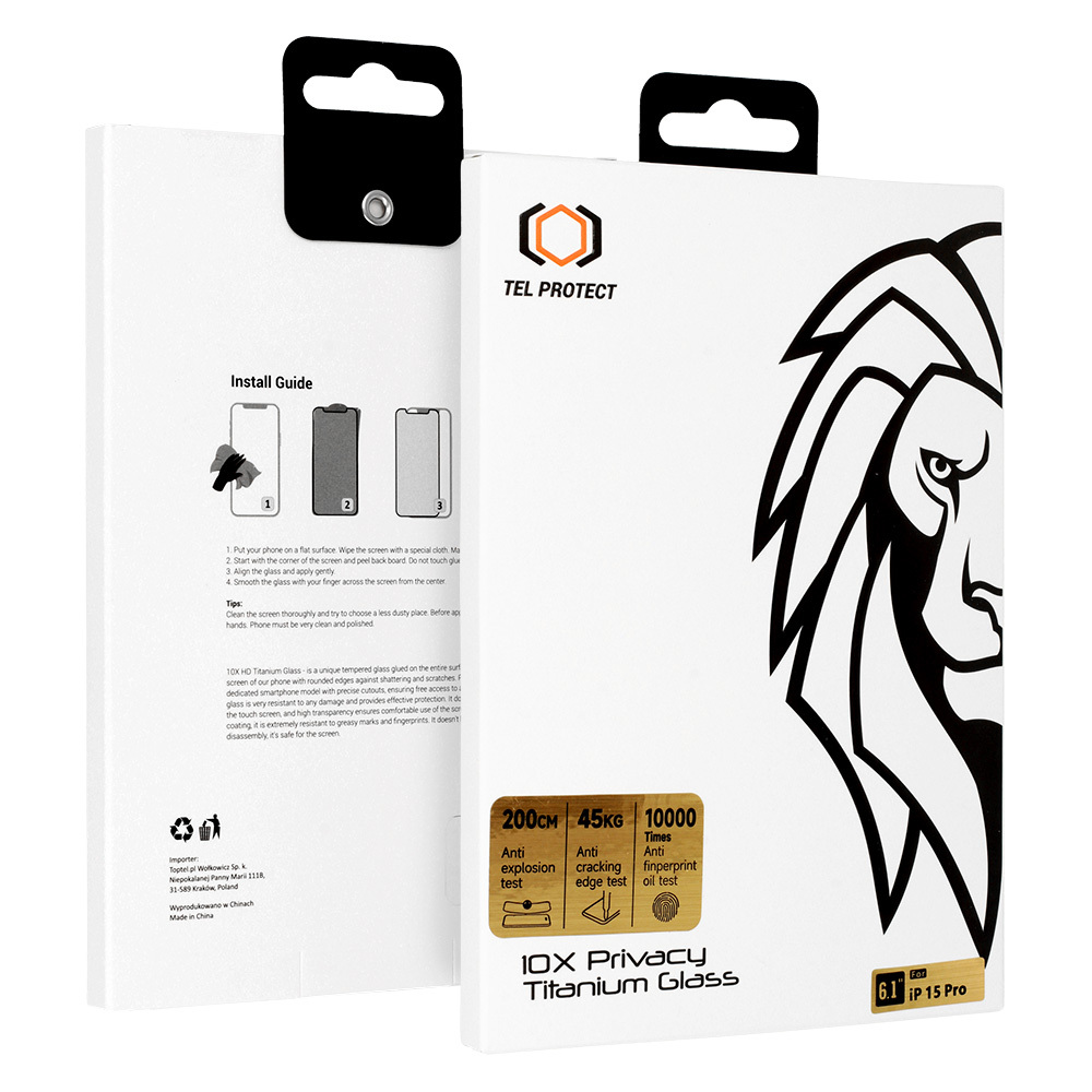 Hartowane szkło 10X Privacy Titanium do Iphone 13/13 Pro