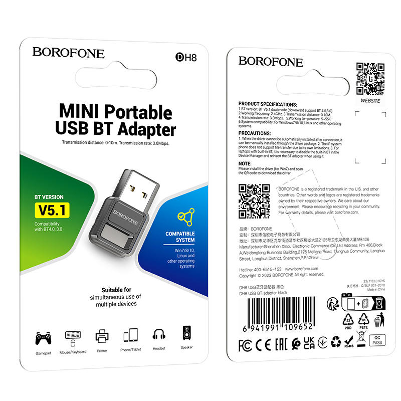 Borofone Adapter DH8 Bluetooth 5.1 - USB